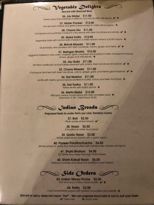 Veggie options!!  at Shahi Palace in Sioux Falls