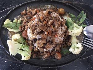 Teppanyaki with rice  at Monorom Garden in Battambang