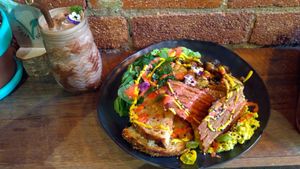 Big vegan breakfast+ "Snicker" smoothie at The Vegan Shack in Richmond