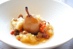 Jasmine Tea Poached Pear - photo provided by Prive at Empress in Central Singapore