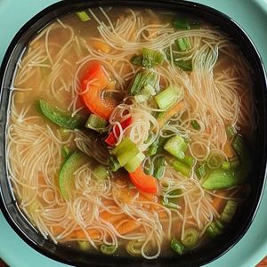Noodle Bowl.
Rice noodles, miso & vegetable broth. at Creagan Inn in Appin