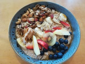 Vegan bowl with porridge at Vault Cafe in Darwin