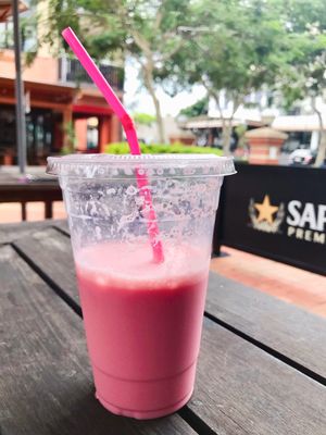 Vegan strawberry milkshake  at VeganBurgz in Fortitude Valley