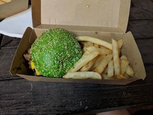 Doublr burger + fries   at VeganBurgz in Fortitude Valley
