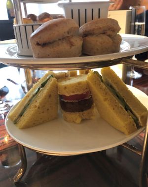 Finger sammies - Falafel/hummus/tomato and Avo/Cucumber  at Bacchus in South Brisbane