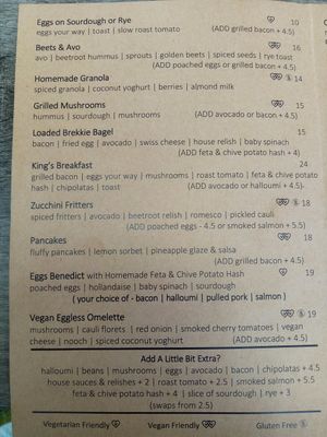 Menu at Suburban West End in South Brisbane