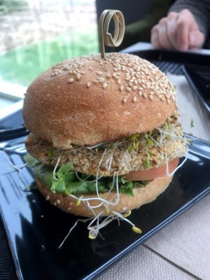 Crab cake burger  at Copper Branch in Edmonton