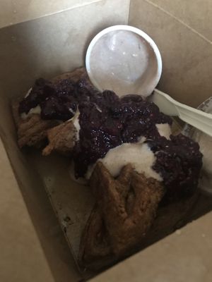 Blueberry waffle “to go”   at Copper Branch in Edmonton