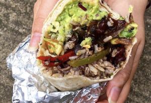 Black beans avocado vegetables and brown rice burrito  at Chipotle in Midland