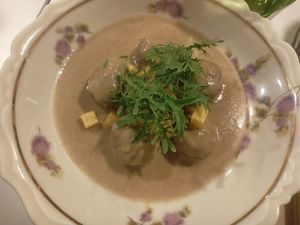 Albóndigas / veggie balls... order this! at Vegani in Sevilla