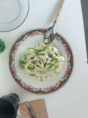 Mashed patatoes with broccoli and herbs (so good!)  at Vegani in Sevilla