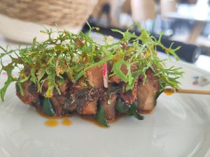 Lionsmane (mushroom) skewer at Vegani in Sevilla