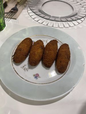 Leek and mushroom croquettes   at Vegani in Sevilla