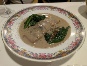 Leek stroganoff at Vegani in Sevilla