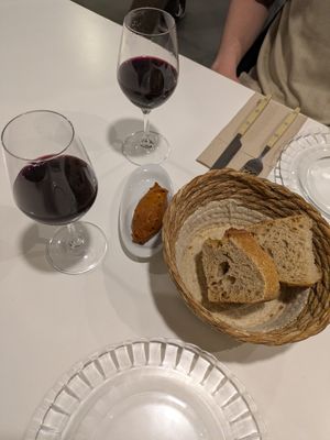 Aperitivos (chorizo style spread made with sweet potato) at Vegani in Sevilla