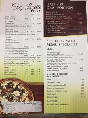 Pizza & Speciality at Chez Lizette in Kapuskasing