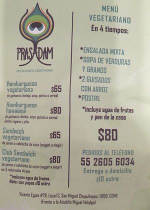 Horario de atención 9am a 6pm todos los días at Prasadam in Mexico City