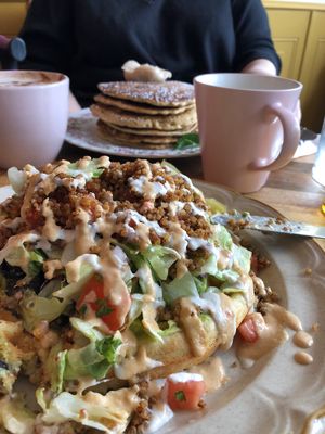 The Pedro quinoa waffle and the Shirley pancakes at Big Mood in Buffalo