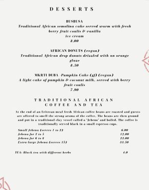 Dinner Menu, page 3 at Mu'ooz in West End