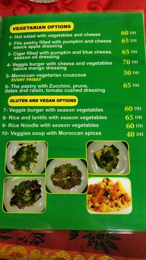 Vegan and gluten free options & whole foods at Green Vegetarian in Marrakech