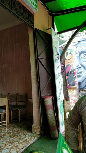 entrance to the cafe at Green Vegetarian in Marrakech