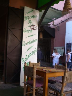 in the souks at Green Vegetarian in Marrakech