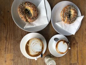 Everything bagel with vegan cream cheese at Bang Bang in Siem Reap