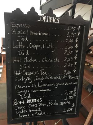 Drinks menu at Bang Bang in Siem Reap
