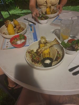Banana blossom tacos with salads at Darwin Trailer Boat Club in Fannie Bay