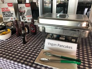 Vegan pancakes at the Darwin Trailor Club RSVPA dogs breakfast march 2019 at Darwin Trailer Boat Club in Fannie Bay