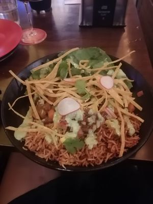 Vegetarian burrito bowl made vegan at Hot Tamale in Darwin