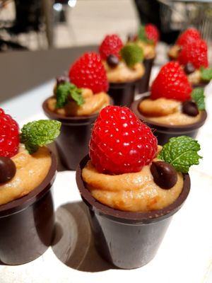 Cup with peanut butter and dates "toffee" at Sweet Home in Lagos