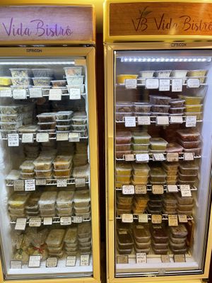 LOTS of delicious frozen food to go. at Vida Bistro in Rio De Janeiro