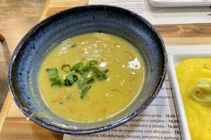 Cream of pea and carrot soup. at Vida Bistro in Rio De Janeiro