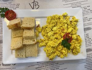 Scrambled tofu with gluten free bread.  at Vida Bistro in Rio De Janeiro
