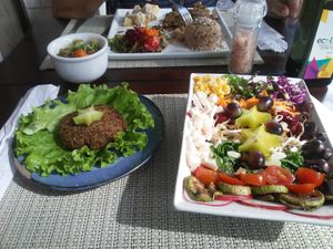 Quinoa burger with full organic salad at Vida Bistro in Rio De Janeiro