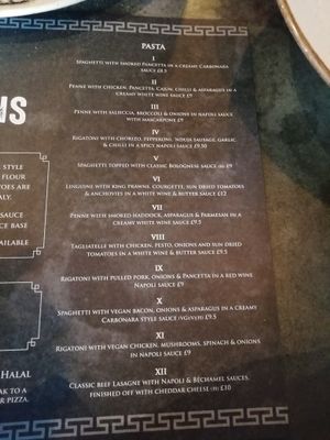 Current menu - March 19 at Romans Pizzeria in Glasgow