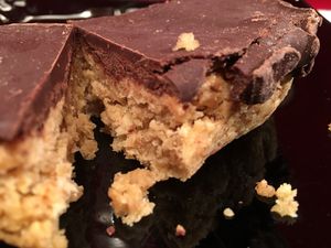 Chocolate & peanut butter flapjack  at The Green Guerrilla Deli in Durham