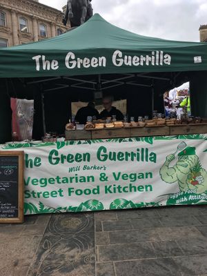 Weekend market stall at The Green Guerrilla Deli in Durham