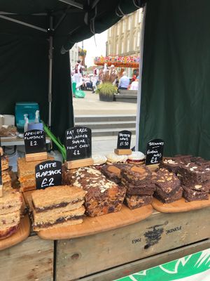 Vegan cakes at The Green Guerrilla Deli in Durham