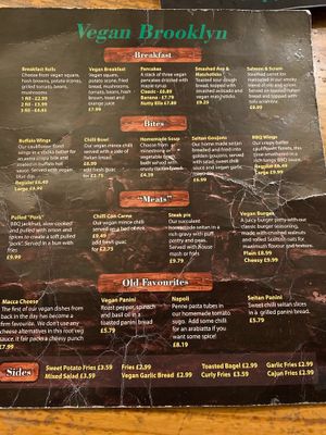 Great vegan menu! at Brooklyn Cafe in Glasgow