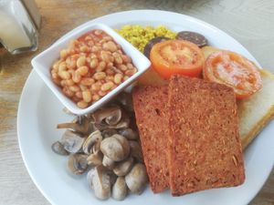 Big vegan breakfast. at Brooklyn Cafe in Glasgow