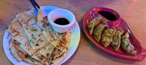 Pajeon and mandu at Bibimbap in Glasgow
