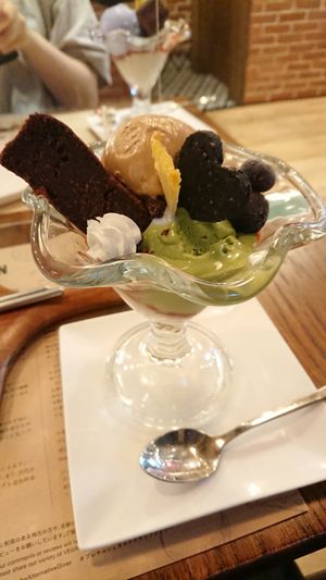 Matcha and Coffee gelato parfait at Premarché Alternative Diner in Kyoto