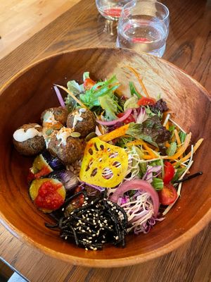 Falafel bowl at Premarché Alternative Diner in Kyoto