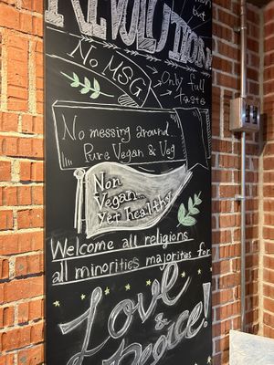 Sign in the restaurant   at Premarché Alternative Diner in Kyoto