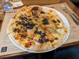 Kimchi Pizza at Premarché Alternative Diner in Kyoto
