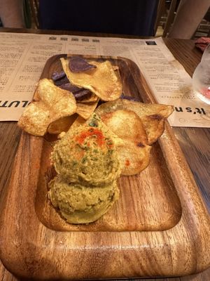 Chips with hummus  at Premarché Alternative Diner in Kyoto