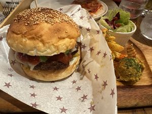 Vegan avocado tropical burger  at Premarché Alternative Diner in Kyoto