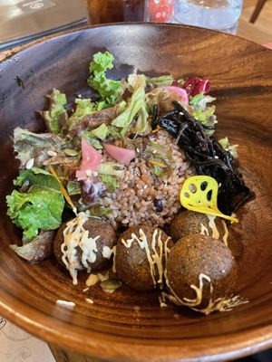 Vegan falafel bowl  at Premarché Alternative Diner in Kyoto